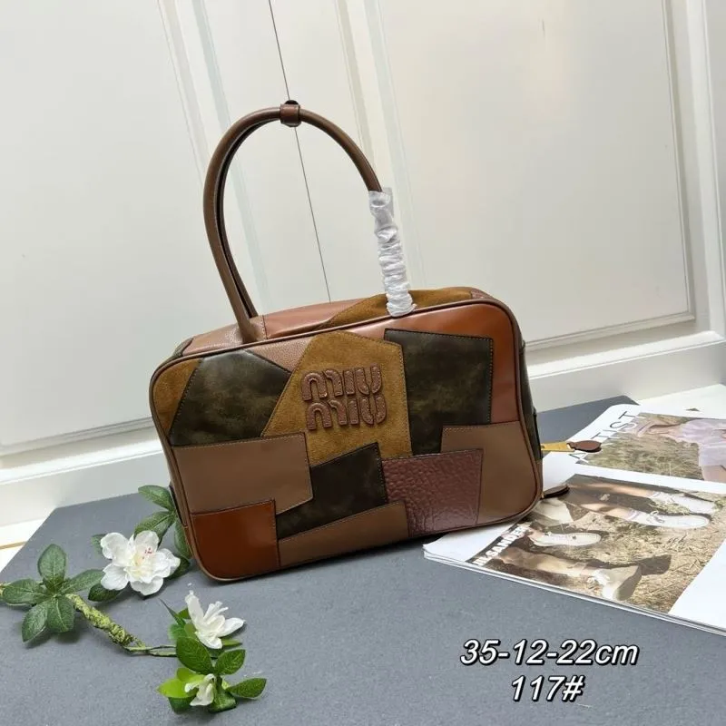 MIU MIU Brown Patchwork Top Handle Bag 117