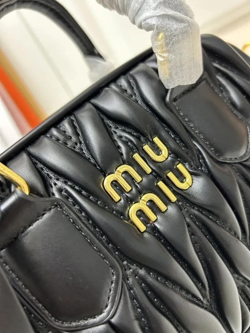 Miu Miu Black Matelassé Top Handle Crossbody Bag 2311 - Image 4