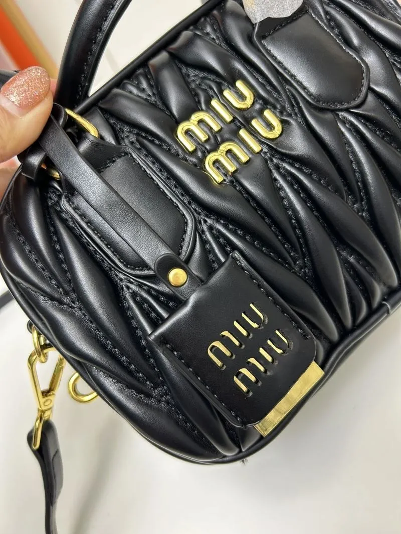 Miu Miu Black Matelassé Top Handle Crossbody Bag 2311 - Image 5