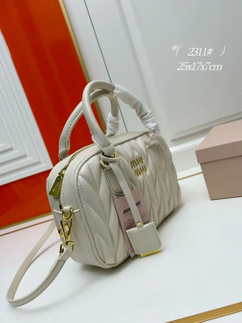 Alternative view of Miu Miu Cream Quilted Top Handle Crossbody Bag 2311