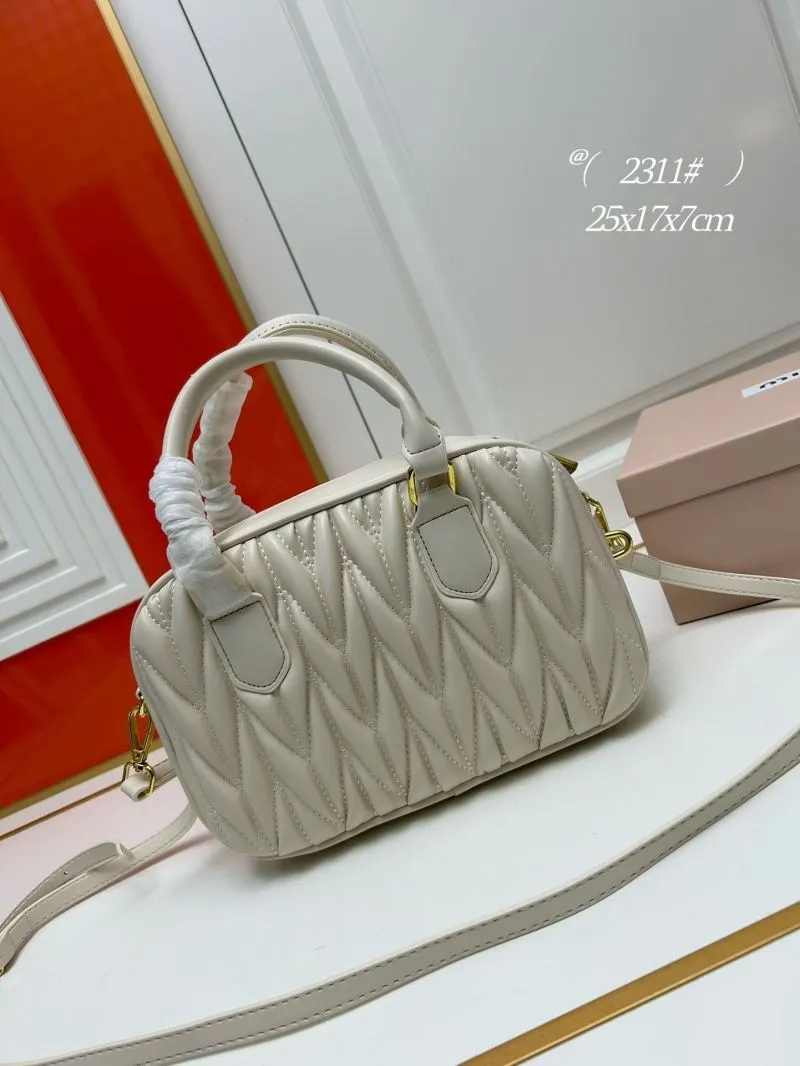 Miu Miu Cream Quilted Top Handle Crossbody Bag 2311 - Image 3