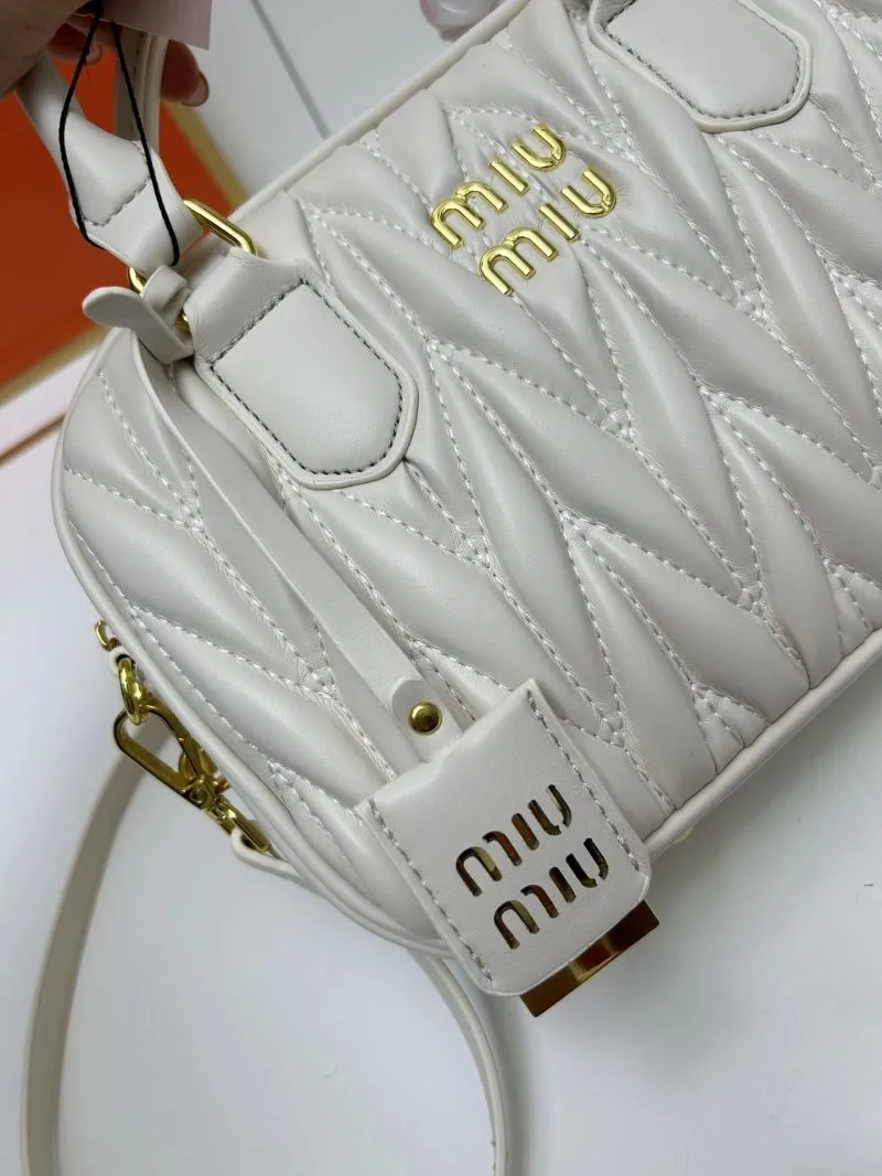 Miu Miu Cream Quilted Top Handle Crossbody Bag 2311 - Image 4