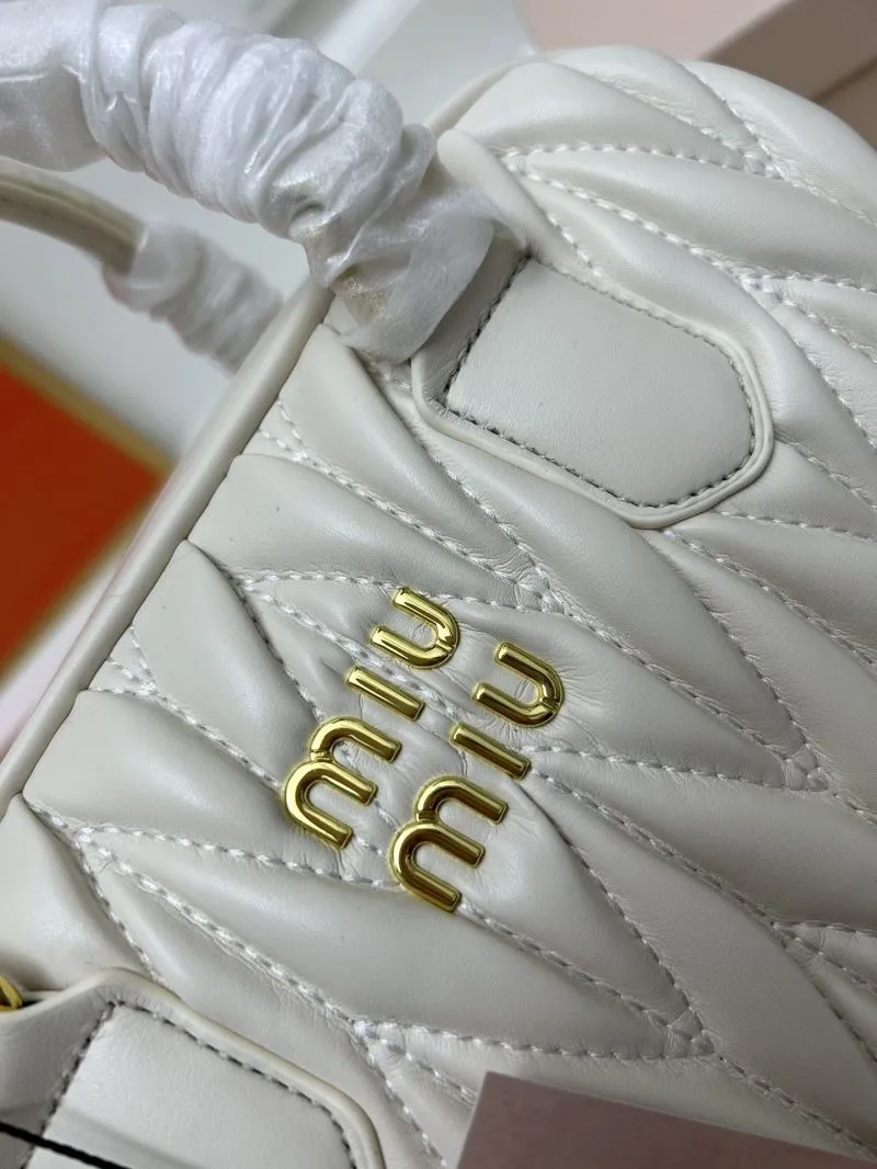 Miu Miu Cream Quilted Top Handle Crossbody Bag 2311 - Image 6