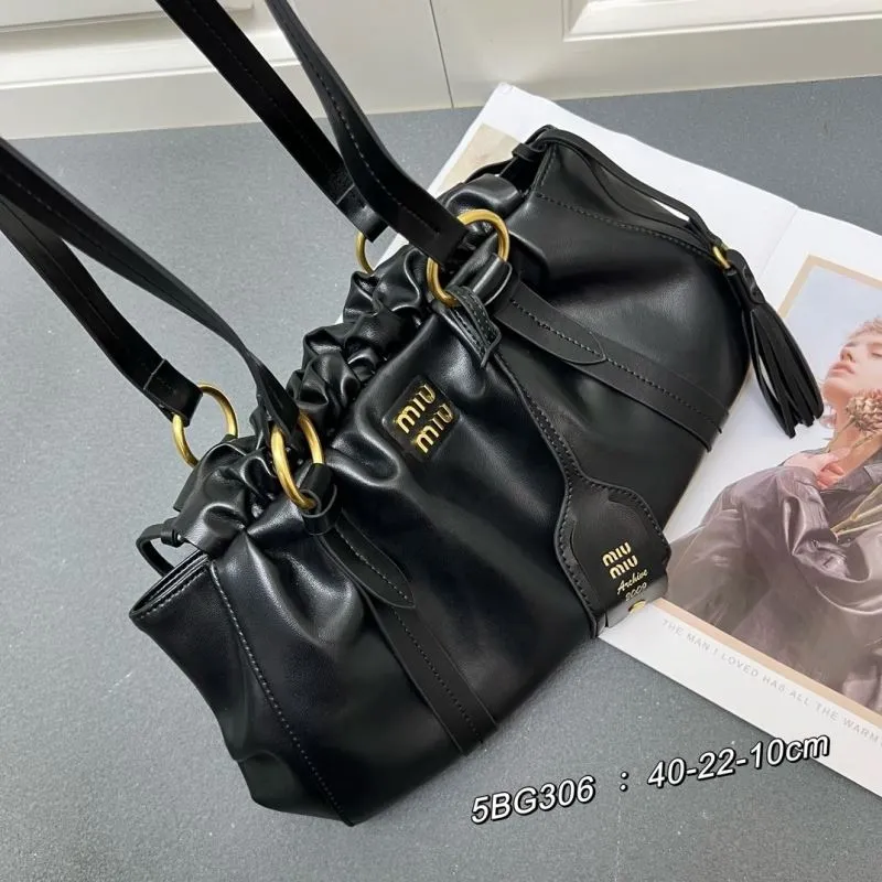 Alternative view of MIU MIU Black Leather Shoulder Bag 5BG306