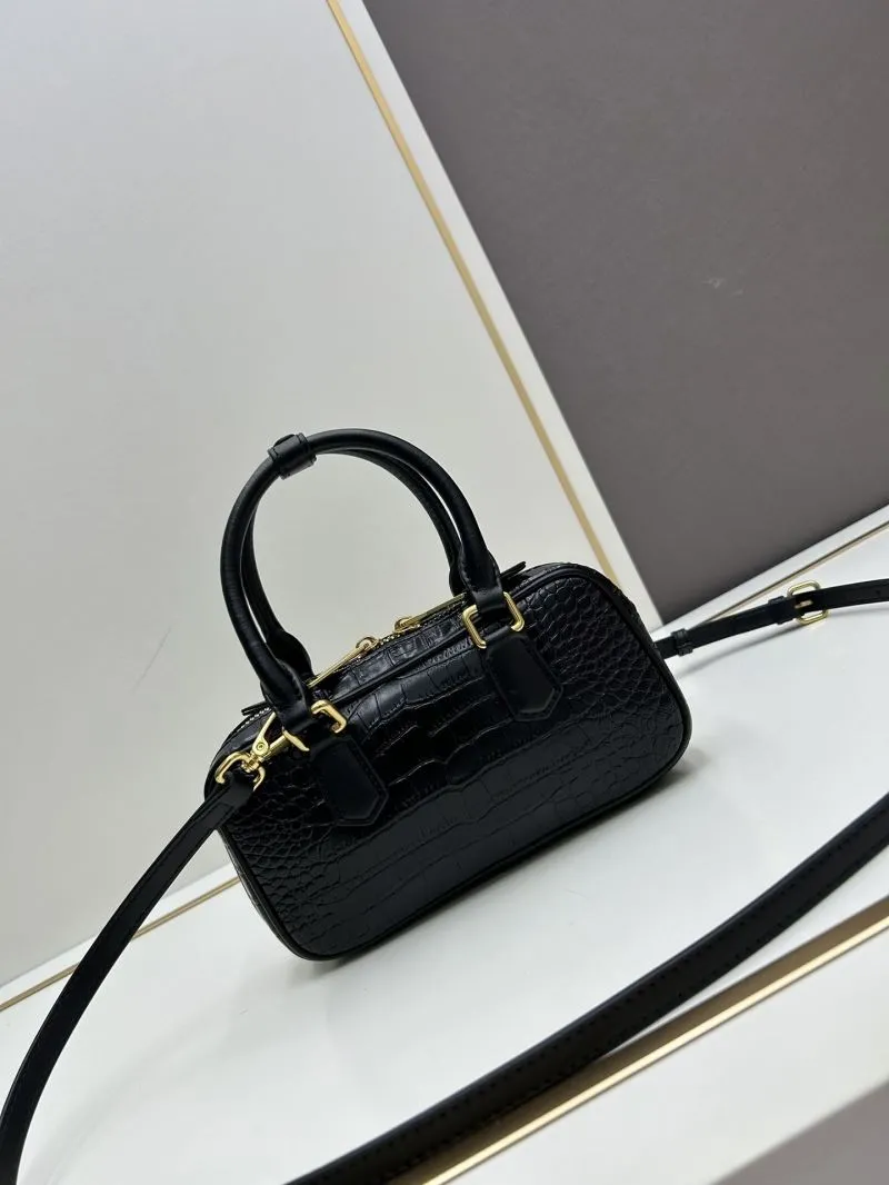 MIU MIU Black Crocodile Embossed Top Handle Crossbody Bag C7036 - Image 3