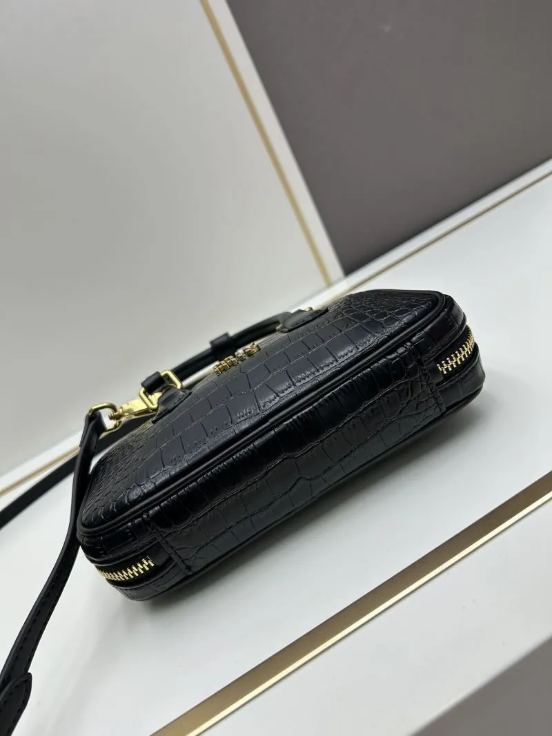 MIU MIU Black Crocodile Embossed Top Handle Crossbody Bag C7036 - Image 5