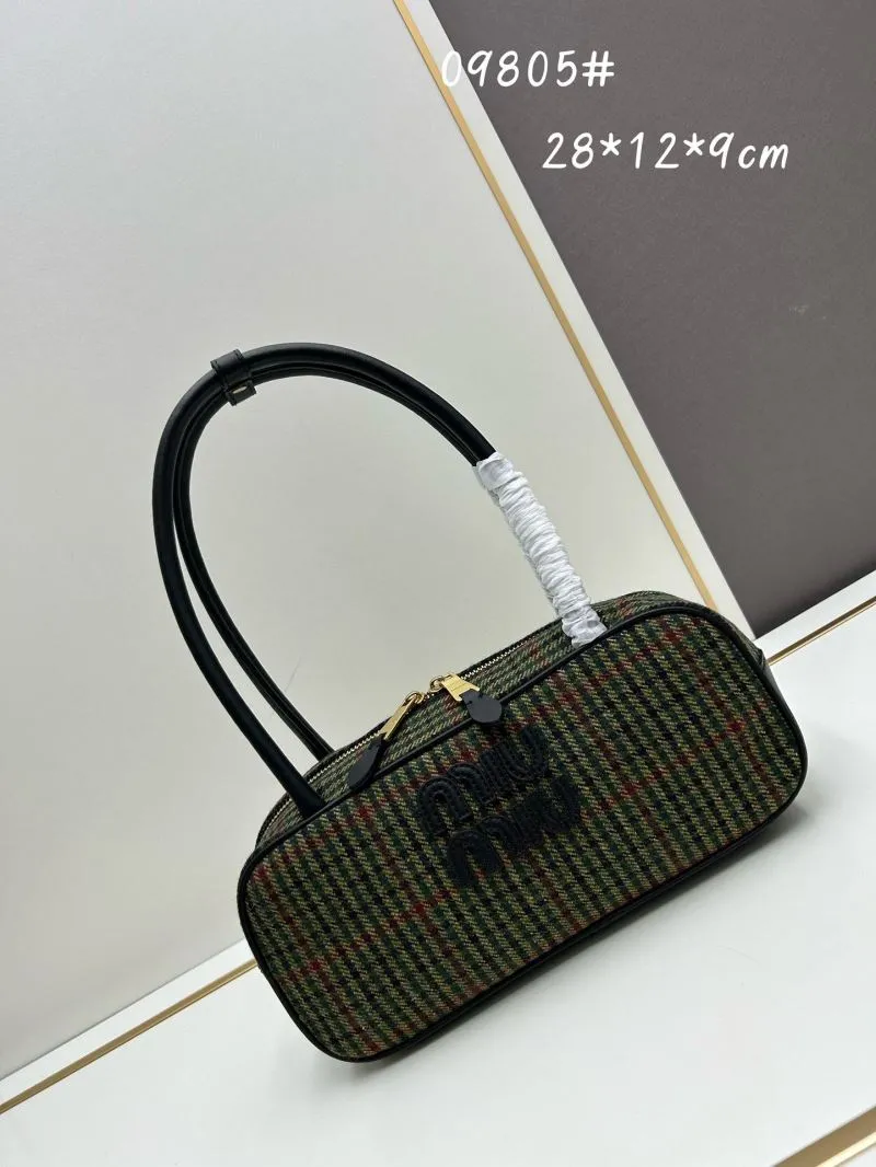 MIU MIU Green Plaid Top Handle Bag 09805