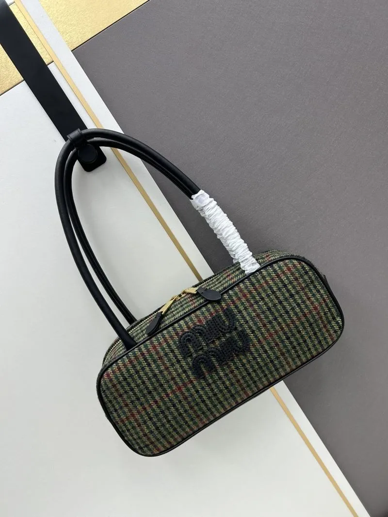 Alternative view of MIU MIU Green Plaid Top Handle Bag 09805