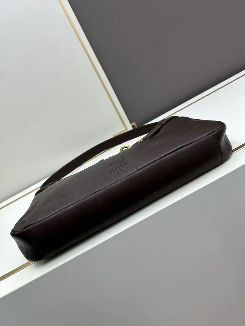 MIU MIU Dark Brown Leather Top Handle Bag 1107 - Image 3