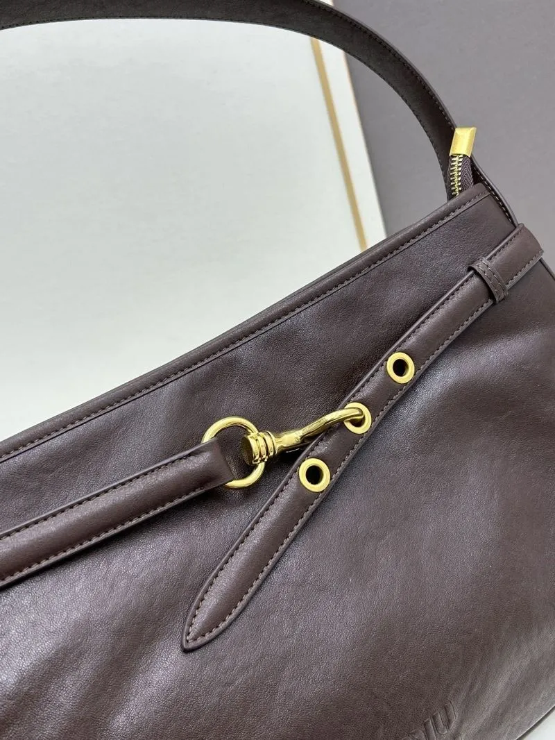 MIU MIU Dark Brown Leather Top Handle Bag 1107 - Image 4