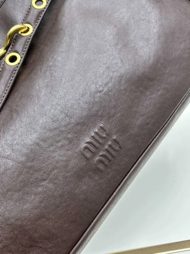 MIU MIU Dark Brown Leather Top Handle Bag 1107 - Image 5