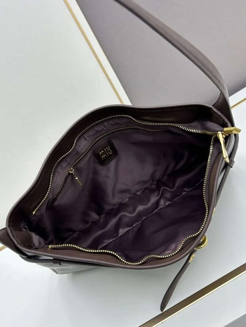 MIU MIU Dark Brown Leather Top Handle Bag 1107 - Image 6