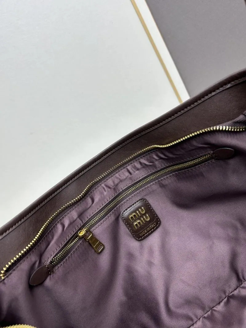 MIU MIU Dark Brown Leather Top Handle Bag 1107 - Image 7
