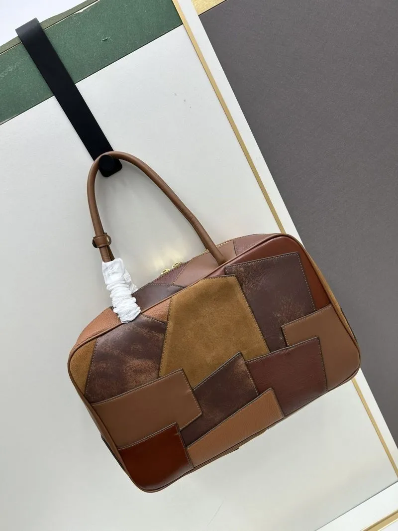 MIU MIU Brown Patchwork Top Handle Bag