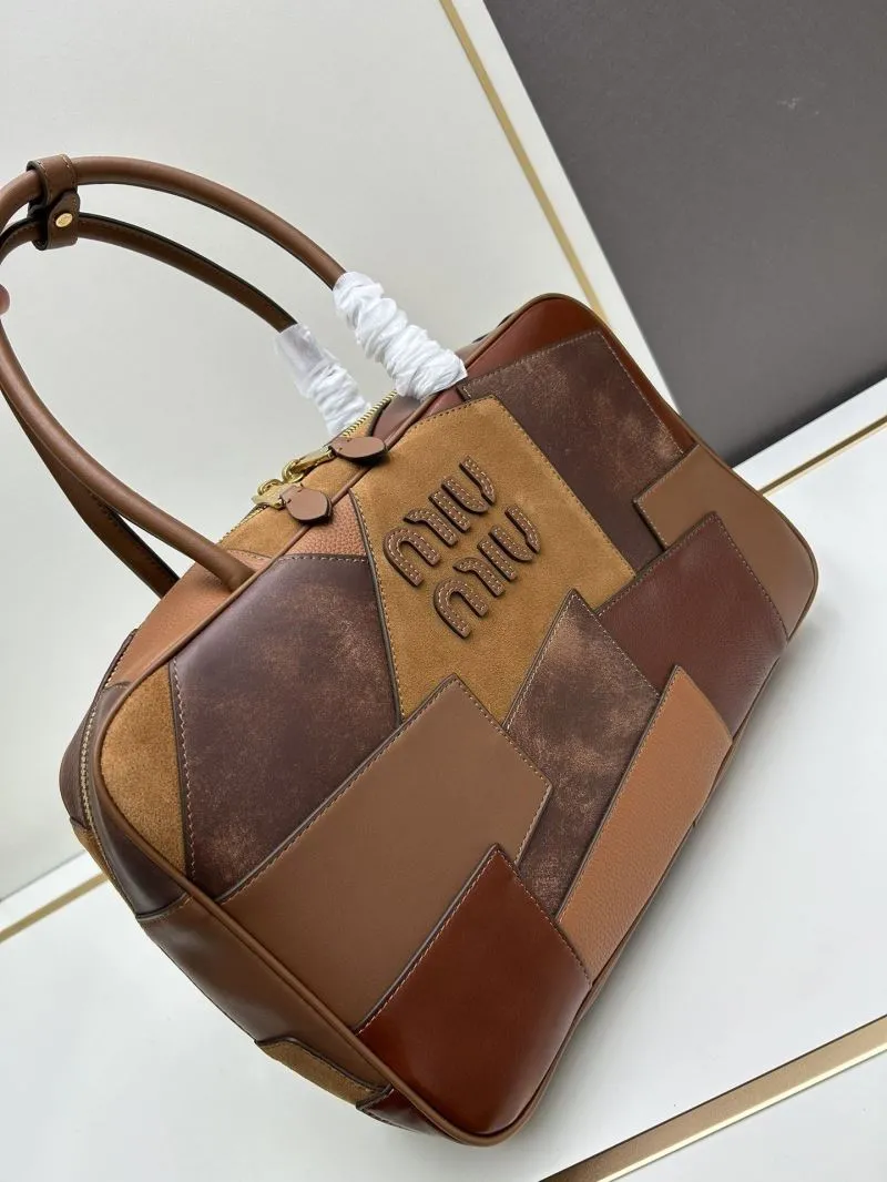 Alternative view of MIU MIU Brown Patchwork Top Handle Bag