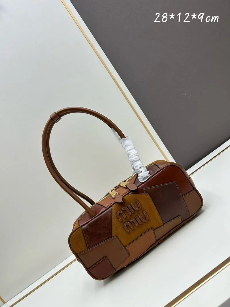 MIU MIU Brown Patchwork Top Handle Bag 1110