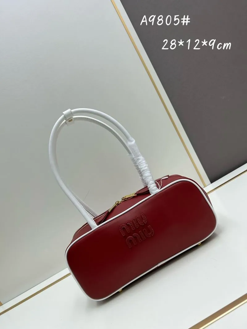 MIU MIU A9805 Red White Top Handle Bag