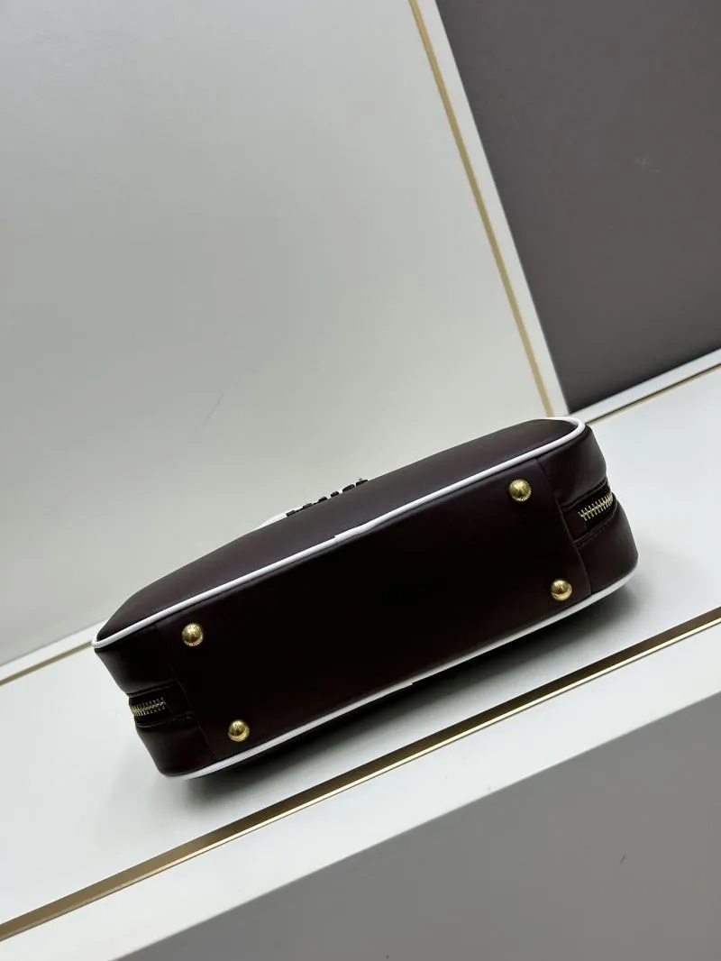 MIU MIU A9805 Brown White Top Handle Bag - Image 5
