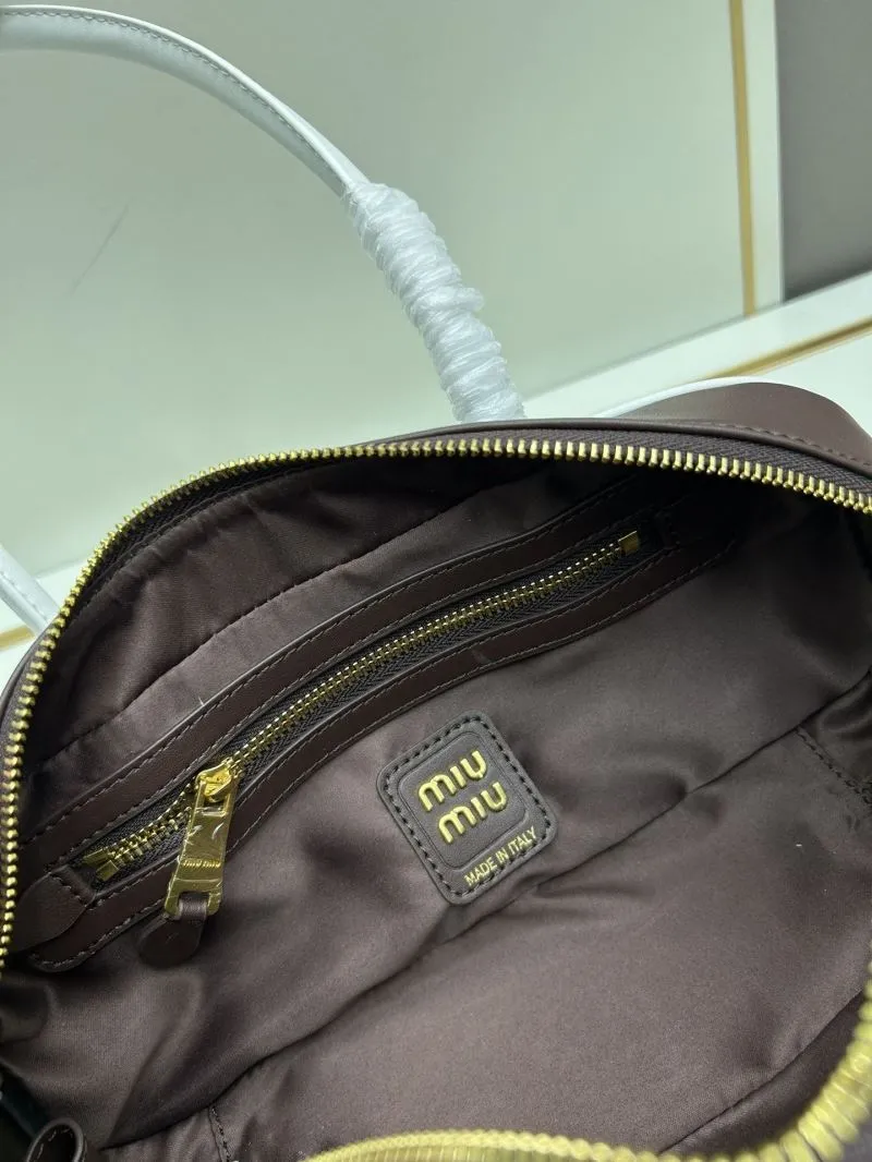 MIU MIU A9805 Brown White Top Handle Bag - Image 8