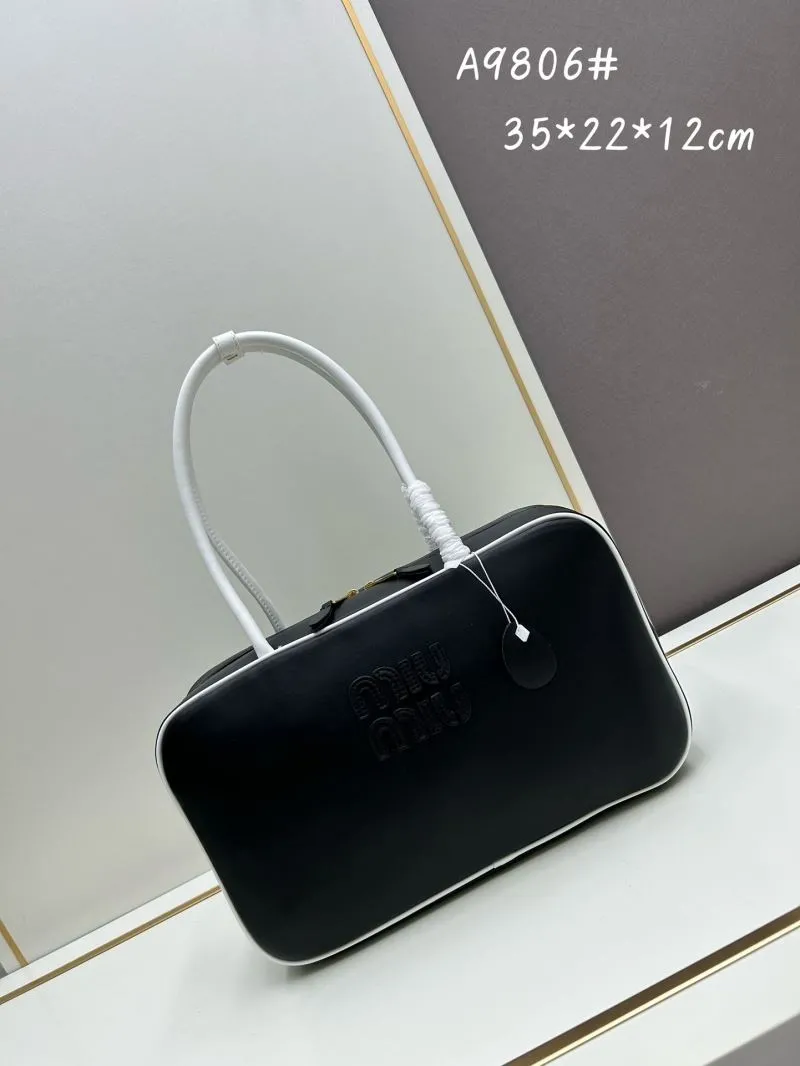 Miu Miu Black White Top Handle Bag A9806