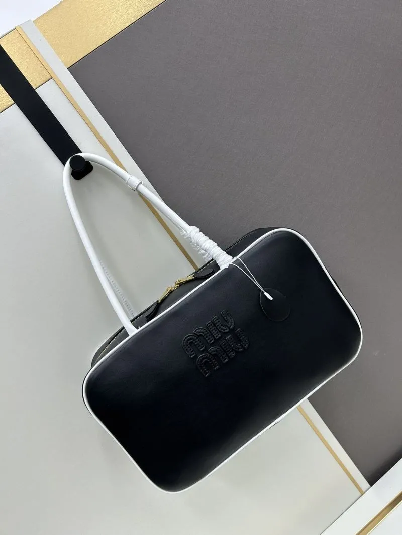 Alternative view of Miu Miu Black White Top Handle Bag A9806