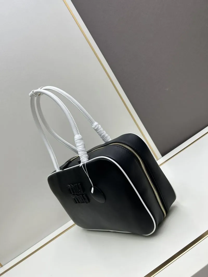 Miu Miu Black White Top Handle Bag A9806 - Image 3