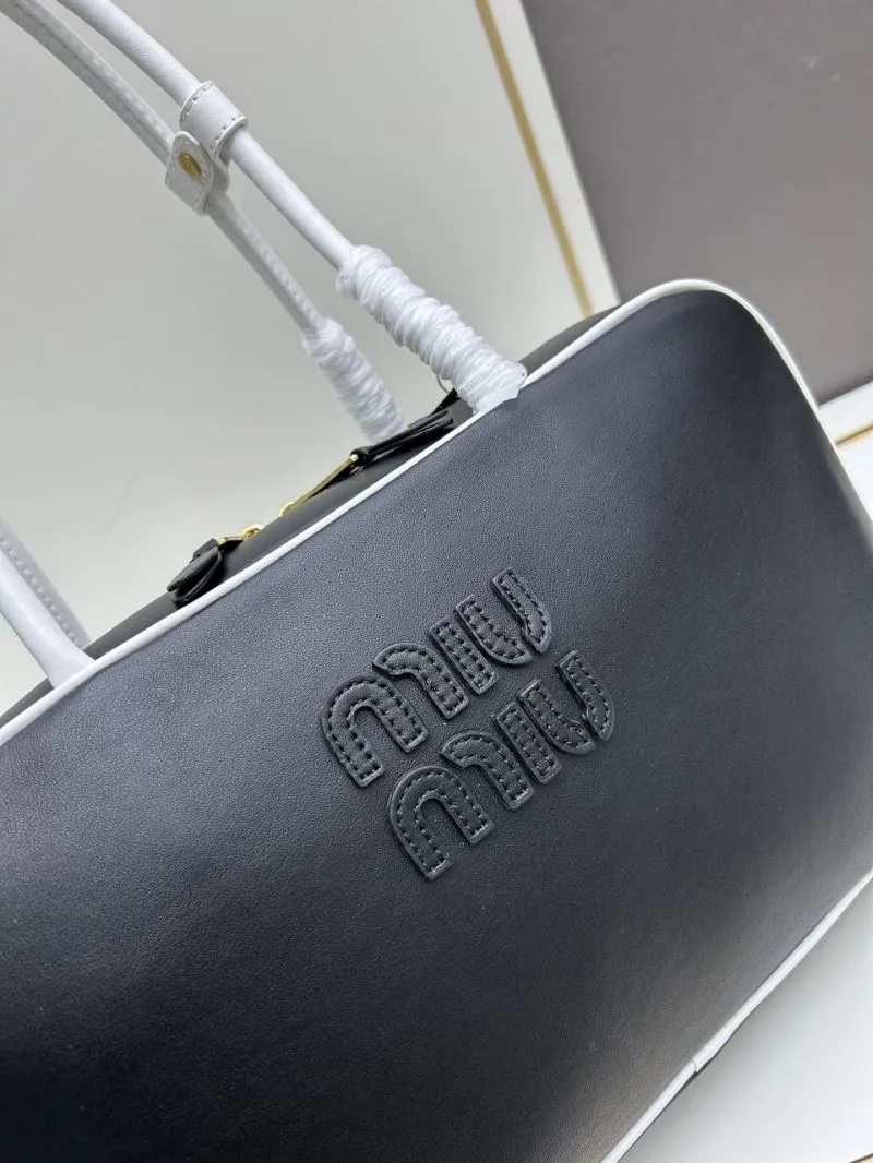 Miu Miu Black White Top Handle Bag A9806 - Image 4