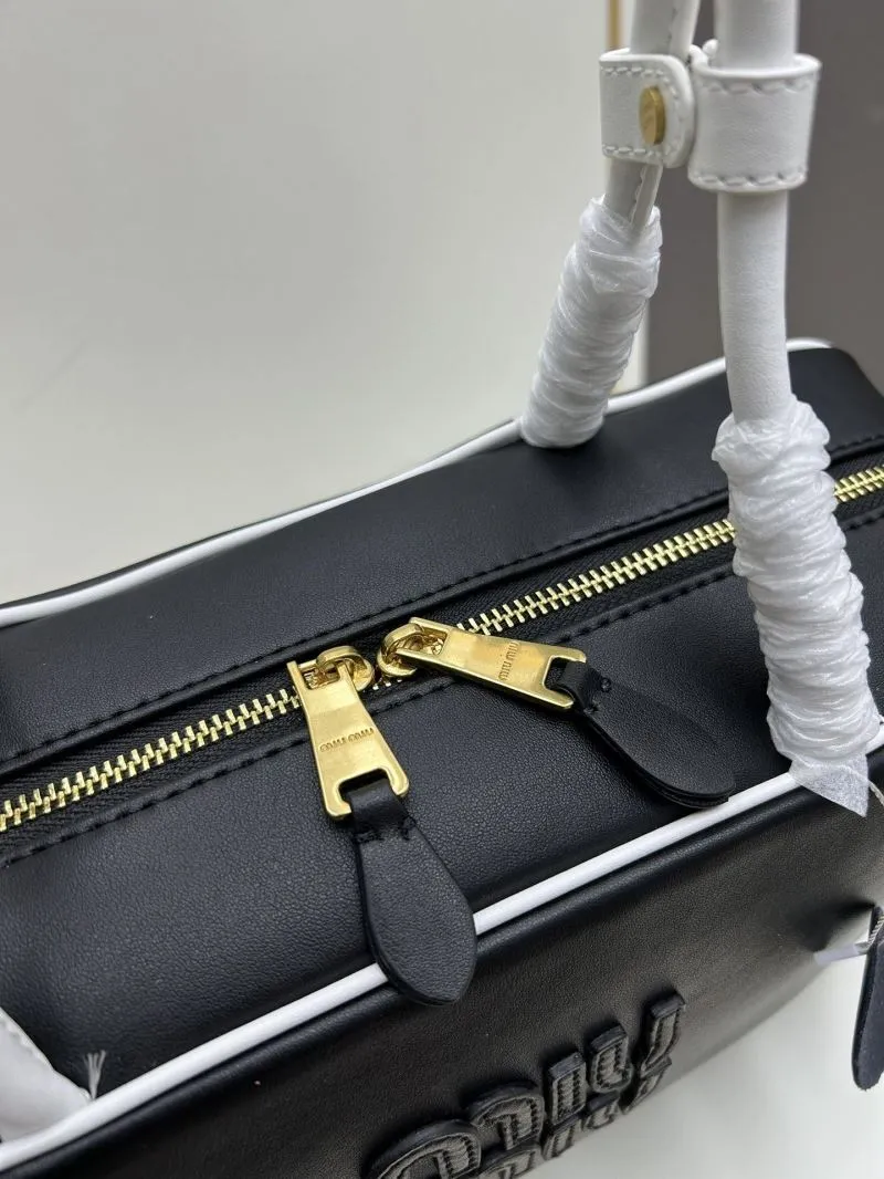 Miu Miu Black White Top Handle Bag A9806 - Image 6
