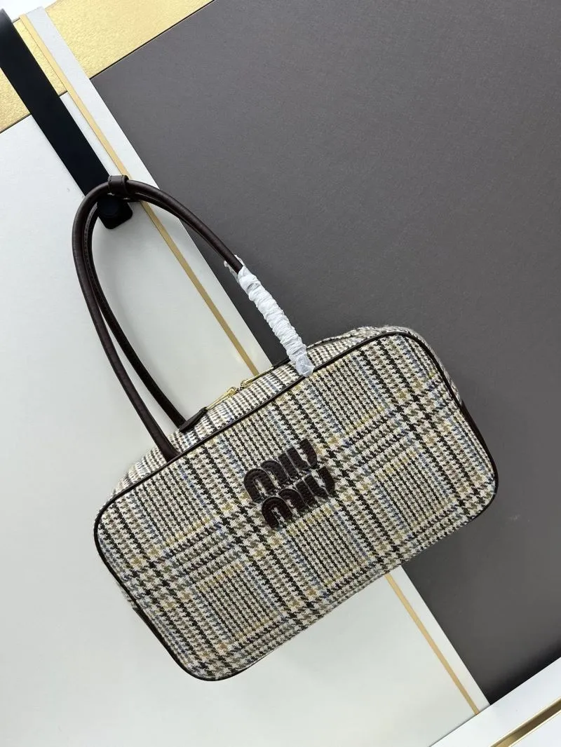 Alternative view of MIU MIU Plaid Top Handle Bag 09806