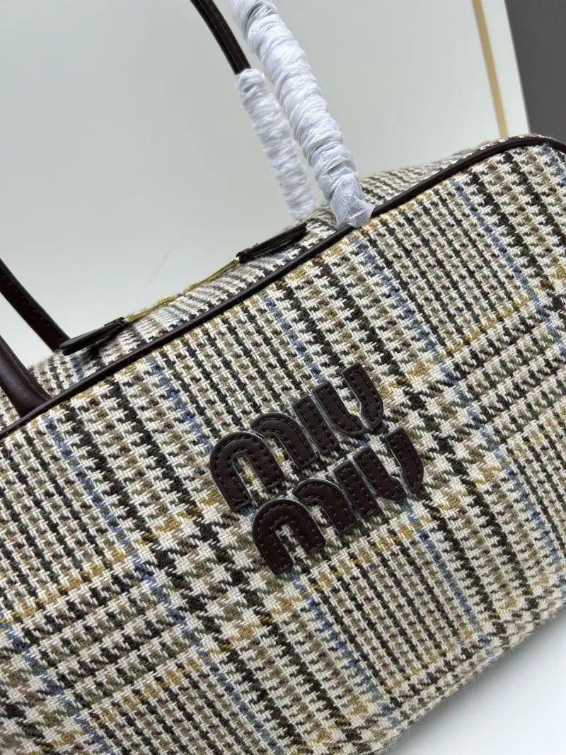 MIU MIU Plaid Top Handle Bag 09806 - Image 4