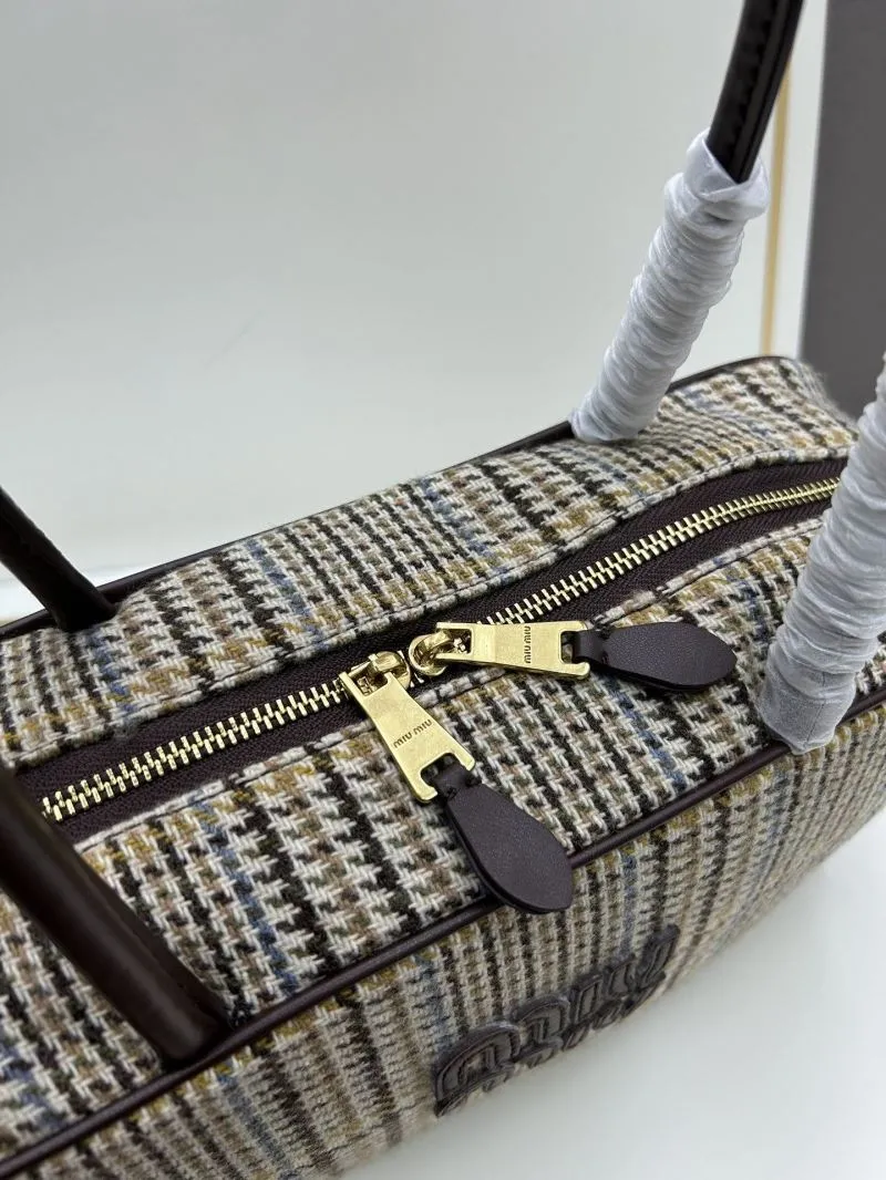 MIU MIU Plaid Top Handle Bag 09806 - Image 6