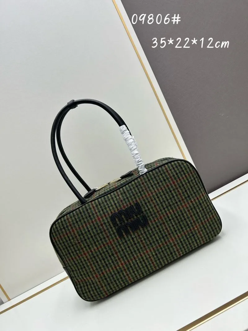 MIU MIU Green Plaid Top Handle Bag 09806