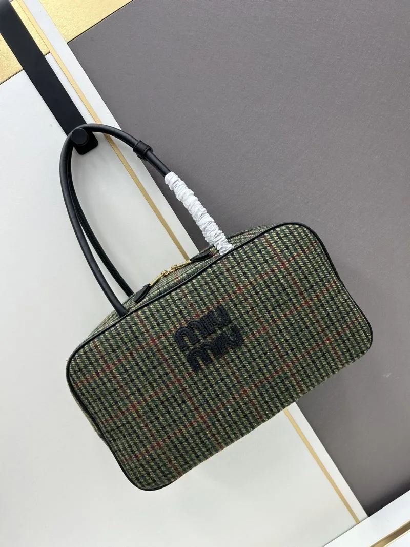 Alternative view of MIU MIU Green Plaid Top Handle Bag 09806
