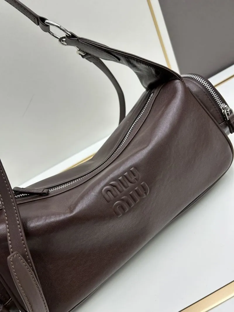 MIU MIU Brown Leather Top Handle Shoulder Bag - Image 4
