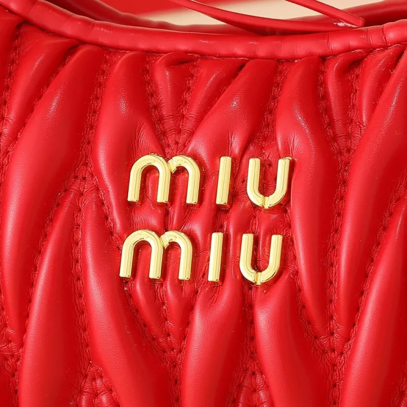 Alternative view of MIU MIU Red Ruched Top Handle Crossbody Bag