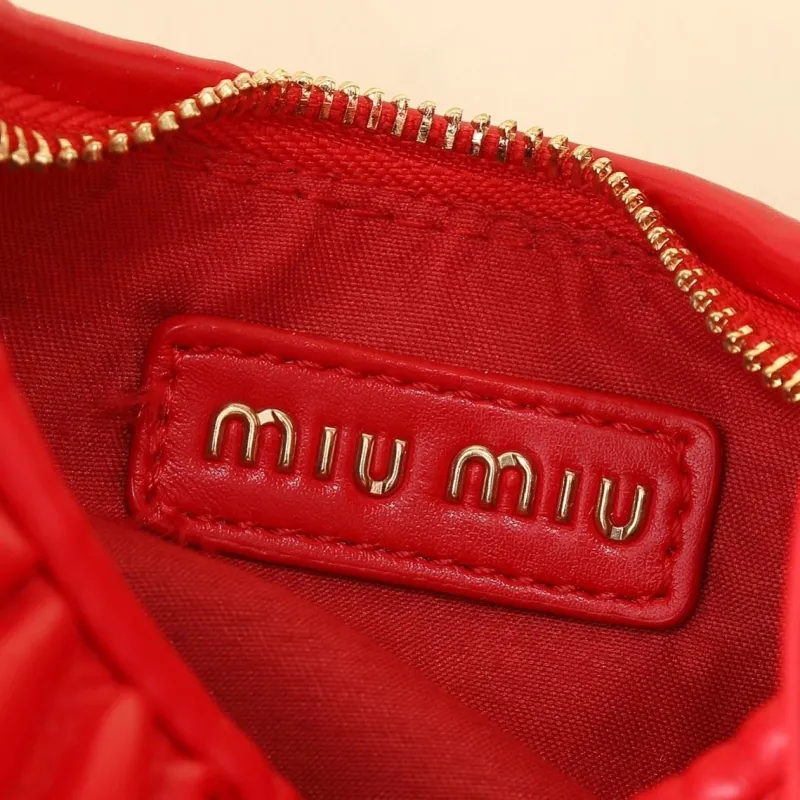 MIU MIU Red Ruched Top Handle Crossbody Bag - Image 8