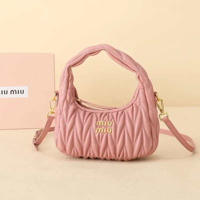 MIU MIU Pink Quilted Top Handle Crossbody Bag