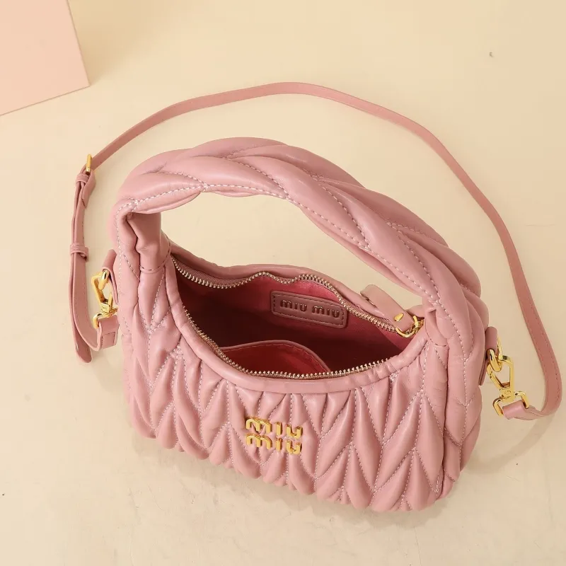 MIU MIU Pink Quilted Top Handle Crossbody Bag - Image 8