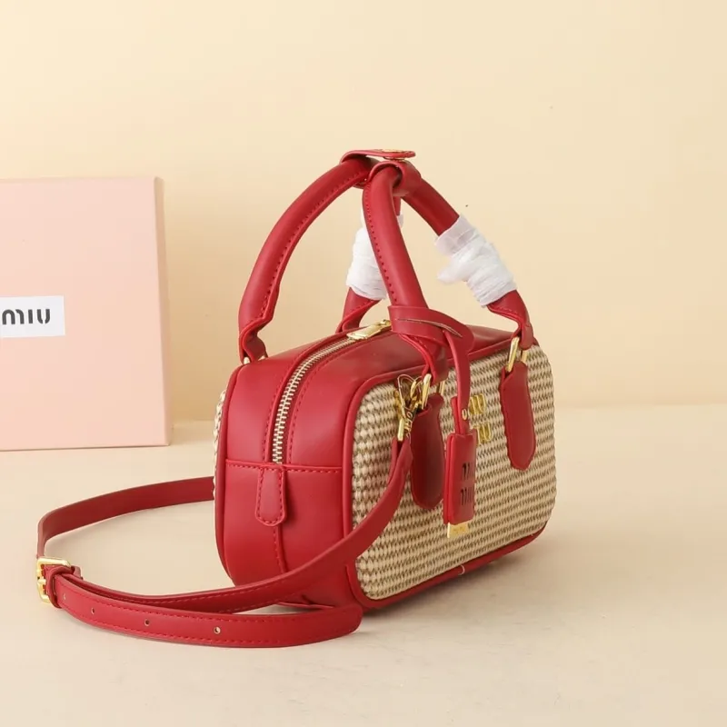 Alternative view of MIU MIU Red Straw Top Handle Bag 1142