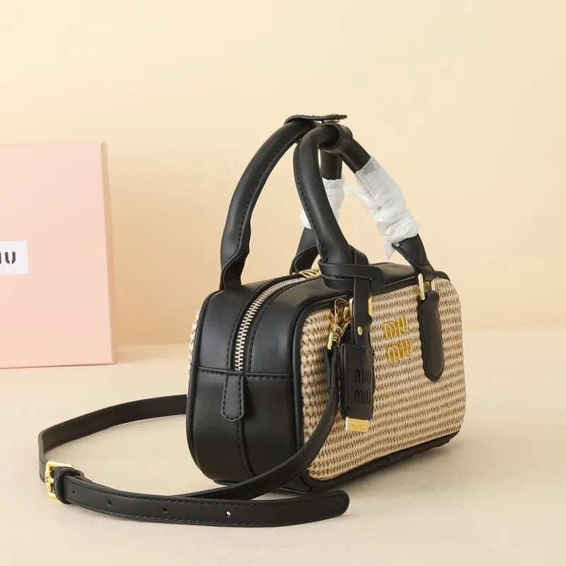 Alternative view of MIU MIU Beige Black Top Handle Crossbody Bag 1145