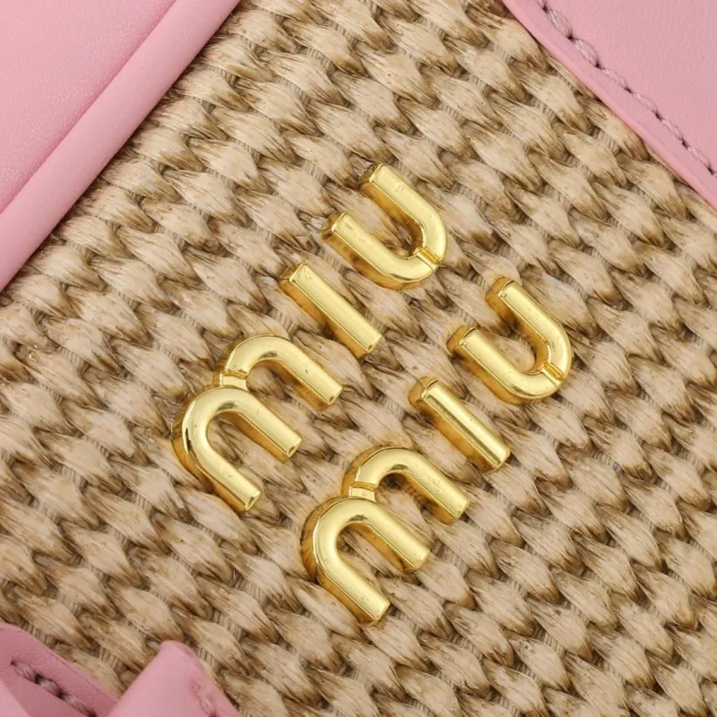 MIU MIU Pink Woven Top Handle Crossbody Bag 1146 - Image 3
