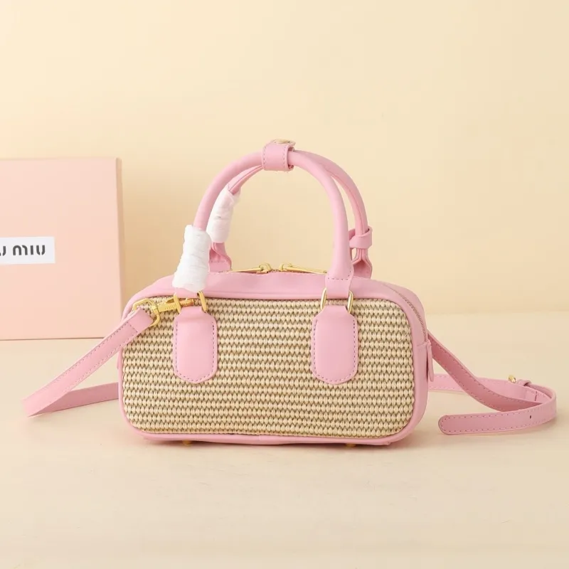 MIU MIU Pink Woven Top Handle Crossbody Bag 1146 - Image 4
