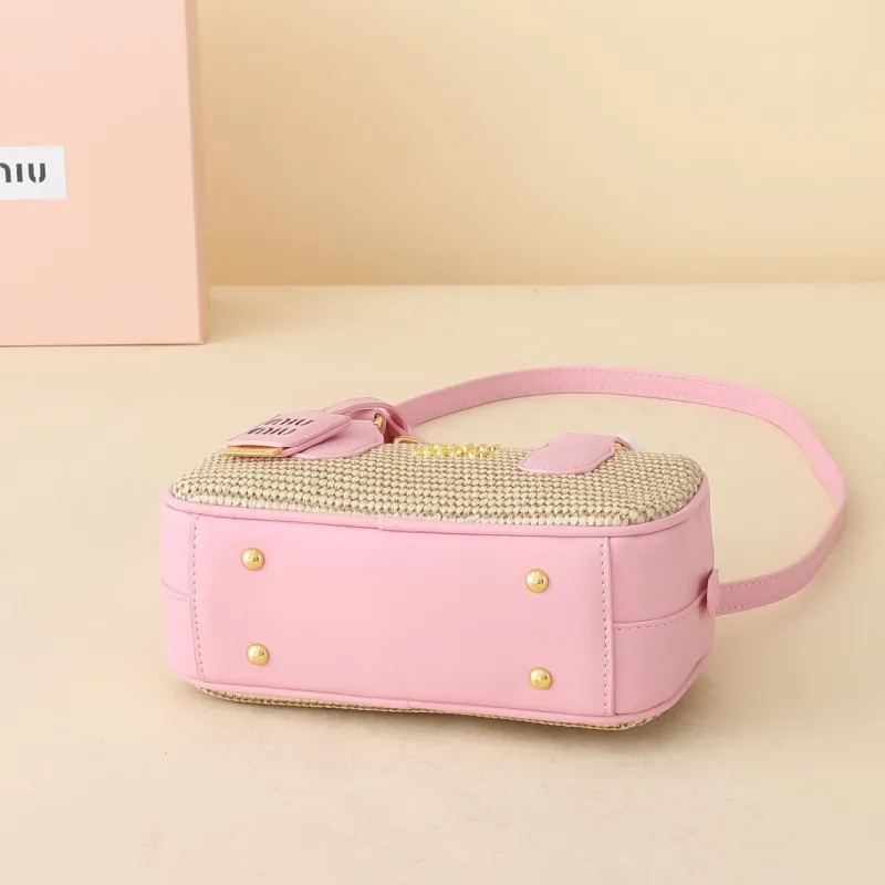 MIU MIU Pink Woven Top Handle Crossbody Bag 1146 - Image 5