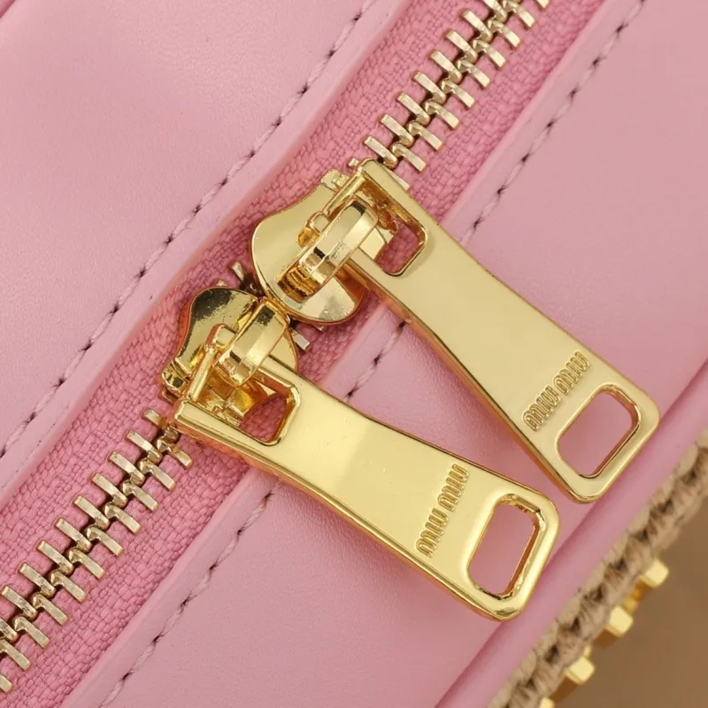 MIU MIU Pink Woven Top Handle Crossbody Bag 1146 - Image 6