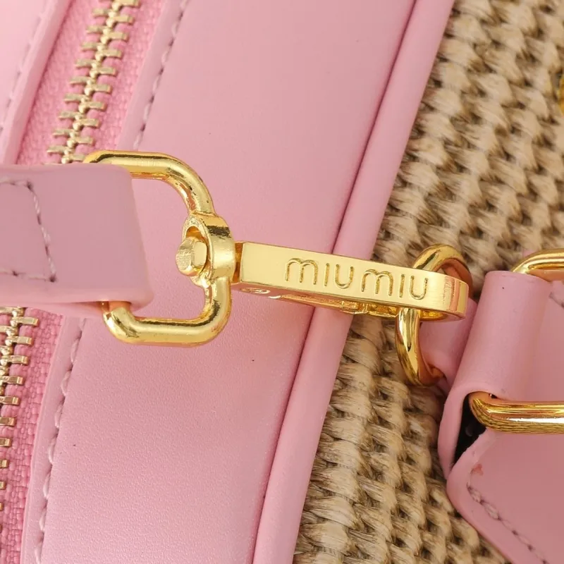 MIU MIU Pink Woven Top Handle Crossbody Bag 1146 - Image 7