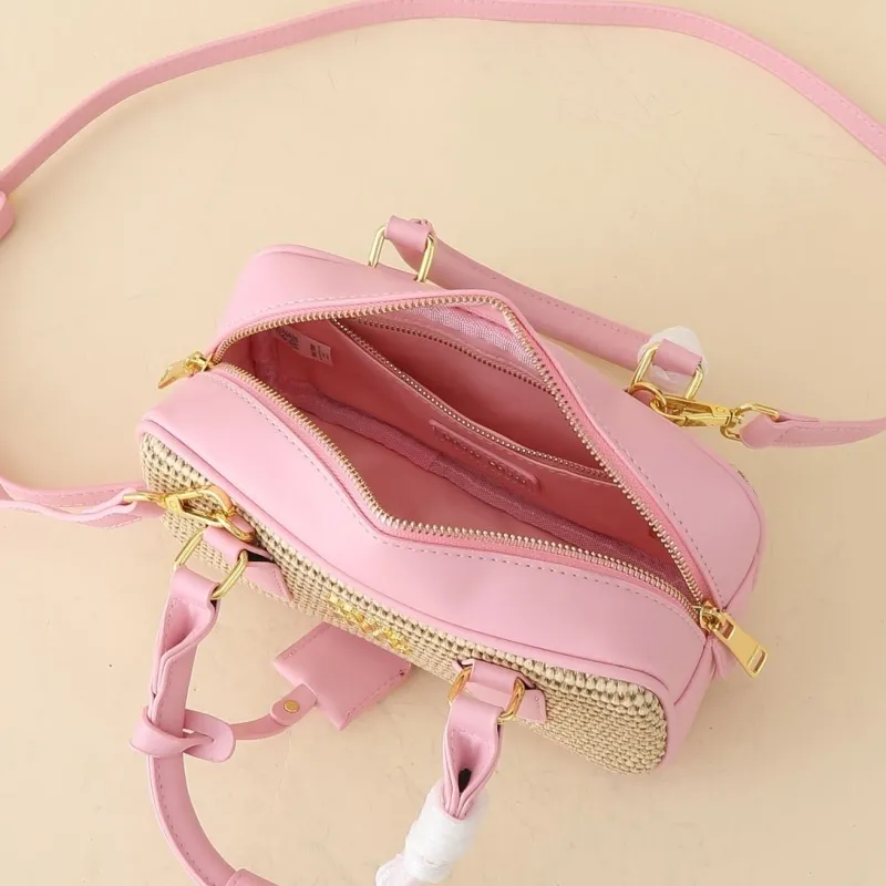 MIU MIU Pink Woven Top Handle Crossbody Bag 1146 - Image 9