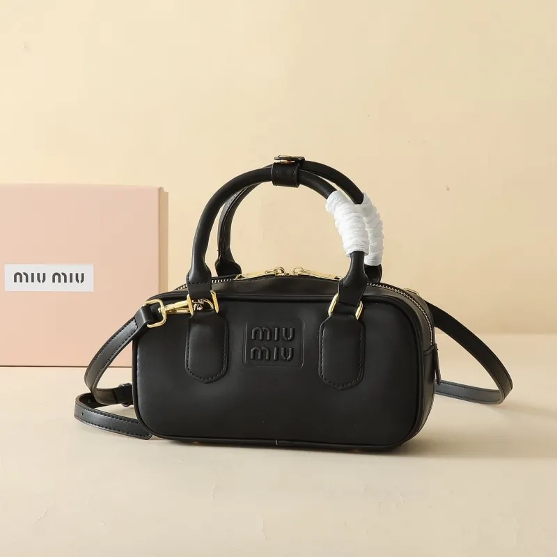 Miu Miu Black Leather Top Handle Crossbody Bag
