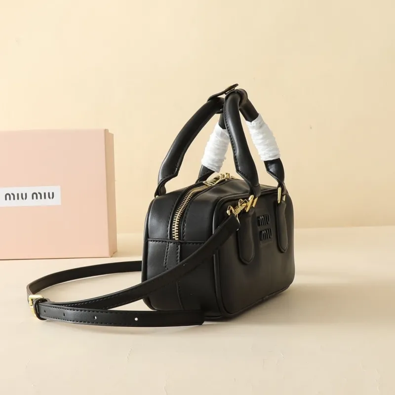 Miu Miu Black Leather Top Handle Crossbody Bag - Image 3
