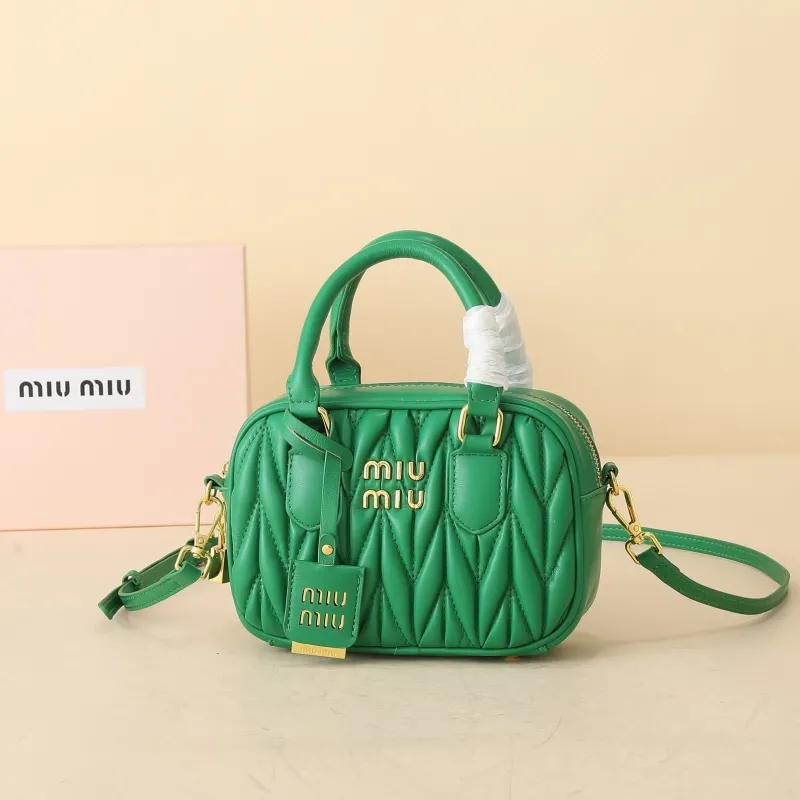 Miu Miu Green Quilted Top Handle Bag