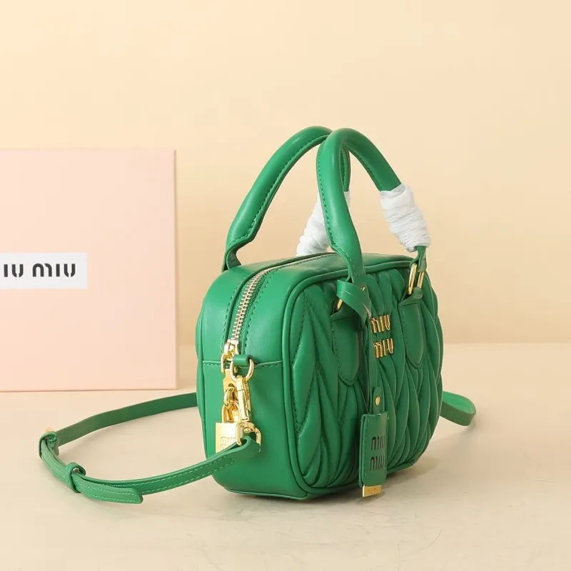 Miu Miu Green Quilted Top Handle Bag - Image 4
